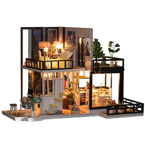diy big doll house wooden doll houses kitchen miniature villa dollhouse kast furniture kit travaux manuels adulte oyuncak ev