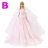Handmade Wedding Dress Princess Evening Party Ball Long Gown Skirt Bridal Veil Clothes For Barbie Doll Accessories xMas DIY Toy