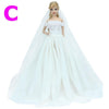 Handmade Wedding Dress Princess Evening Party Ball Long Gown Skirt Bridal Veil Clothes For Barbie Doll Accessories xMas DIY Toy