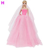 Handmade Wedding Dress Princess Evening Party Ball Long Gown Skirt Bridal Veil Clothes For Barbie Doll Accessories xMas DIY Toy